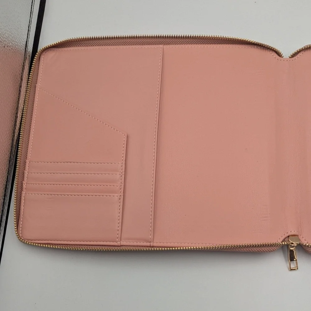 Planner Folio Blush Pink Vegan Leather Zip Organizer O/S